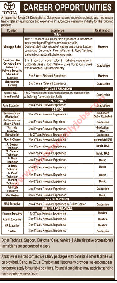 This is advertisement image of Toyota jobs