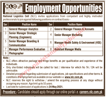 This is advertisement image of National Logistics Cell (NLC) jobs